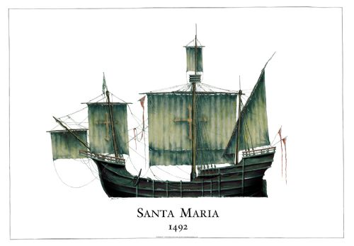 Colombus Ship Print Santa Maria 1492